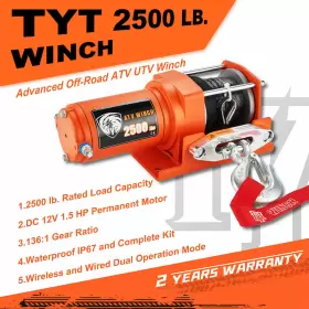 TOF2500-GR TYT Electric Winch Trailer Synthetic Rope Road #2