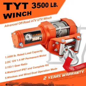 TOF3500-C TYT Electric Winch Steel Cable Atv Utv Boat Remote #2