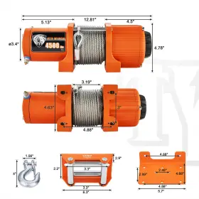 TOF4500-C TYT Electric Winch Steel Cable Atv Utv Road #3