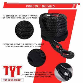 TX-3-8-92-BL TYT Synthetic Winch Line Cable Rope Suv Road #3