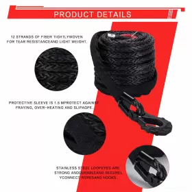 TX-9-16-76-BL TYT Synthetic Winch Rope Hook Kit #3