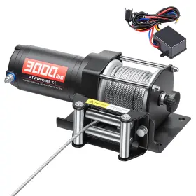 3000LB UIMOSO Electric Winch Atv Utv Steel Cable Wired Remote
