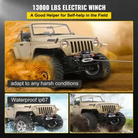 DDJPHC1.3WB85FT01 VEVOR Electric Winch Synthetic Rope Atv Utv #2