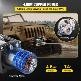 DDJPHC1.3WB85FT01 VEVOR Electric Winch Synthetic Rope Atv Utv #3