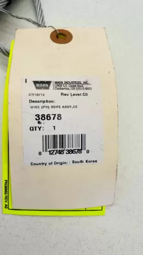 38678 WARN Winch Cable Wire Rope Nos #3