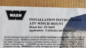 39319 WARN Atv Winch Mount 600 Yamaha Grizzly #3