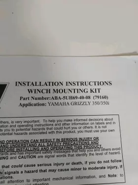 ABA-5UH69-40-08 WARN Winch Mounting Kit 350I Yamaha Grizzly #3