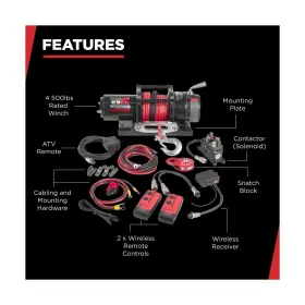 45SPA12-CAD WARRIOR WINCHES Electric Atv Utv Winch Synthetic #3