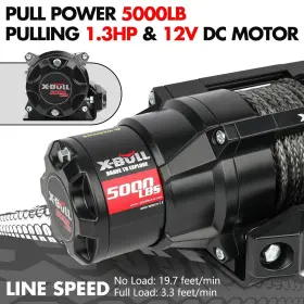 USAM-XBEW021 X-BULL Electric Winch Synthetic Rope Towing Atv #3