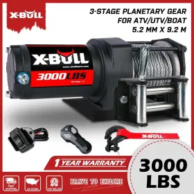 USEB-XBEW001-S X-BULL Electric Winch Steel Cable Utv Atv 4X4