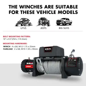 USEB-XBEW011-S X-BULL Electric Winch Steel Cable Trailer 4WD #3