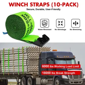 USEB-XBTS004 X-BULL Pack Winch Straps Flat Hook Towing #3