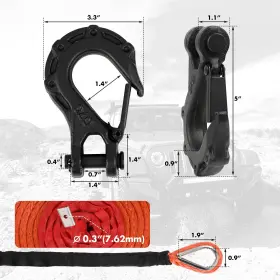 USEB-XBWR004 X-BULL Synthetic Winch Rope Recovery Cable 4X4 #3
