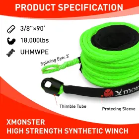 A015-XM38 X-MONSTER Hmpe Synthetic Winch Rope Protecing Utv #2