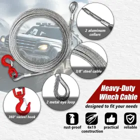 762765077597 YATOINTO Galvanized Steel Winch Cable Towing #2