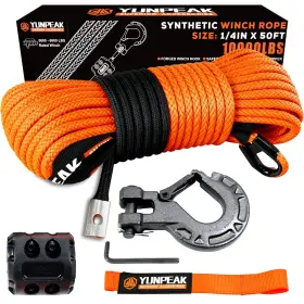 YP-JPS-ORANGE-1-4X50FT YUNPEAK Synthetic Winch Rope Kit