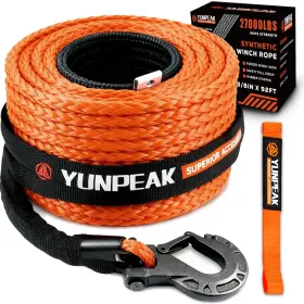 YP-JPS-ORANGE-3-8X92FT YUNPEAK Synthetic Winch Rope Cable Kit