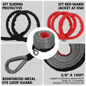 778716313256 ZESUPER Synthetic Winch Rope Dyneema Strand Car #2