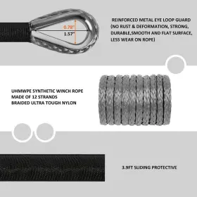 778862593885 ZESUPER Synthetic Winch Rope Cable Atv Utv Ve #3