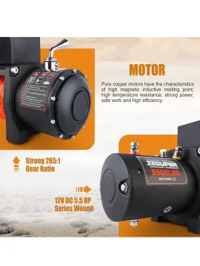 B08C9MVS95 ZESUPER Electric Winch Synthetic Rope Towing 4X4 #2