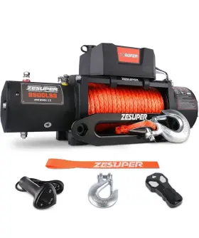 B08C9MVS95 ZESUPER Electric Winch Synthetic Rope Towing 4X4