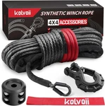 Kolvoii Synthetic Winch Rope Kit, 1/4" X 1/4 50ft, Grey Rope, Black Hook. Fixed Price $58.12.