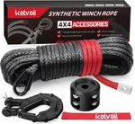 Kolvoii Synthetic Winch Rope Kit, 1/4" X 1/4 50ft, Grey Rope, Black Hook. Fixed Price $48.14.