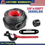 Sparkwhiz Synthetic Winch Rope Line Cable Kit 3/8"x100ft 26500lbs For Truck Suv. Fixed Price $60.99.