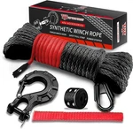 Tyt Winch Rope Kit 1/4"x50' 10000lbs Synthetic Cable Hook Rubber Stopper Gift. Fixed Price $53.19.