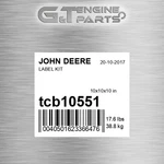Tcb10551 Label Kit Fits John Deere (surplus Open Box). Fixed Price $95.18.