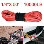 1/4"x50' 10000lbs Synthetic Winch Rope Line Recovery Cable Atv Utv 4wd 4x4 Red. Fixed Price $11.98.