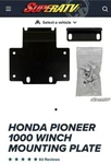 2016+ Pioneer 1000 Winch Mount. Fixed Price $65.00.