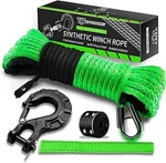 Off-road Winch Rope Kit - 3/16''x50', 8500 Lbs Green Synthetic Cable. Fixed Price $40.95.