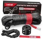 Kolvoii Synthetic Winch Rope Kit 9,650lbs 1/4" X 50ft Grey Rope, Black Hook. Fixed Price $46.14.