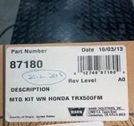 87180 Warn Winch Mounting Kit Honda Trx 500 Fm 2012 - 2013. Fixed Price $35.00.